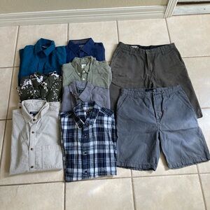 Small Men’s bundle size small shorts and button down shirts Volcom Guess Kors